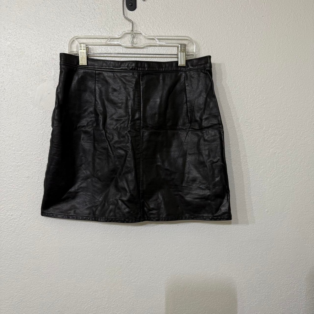 Black leather mini skirt